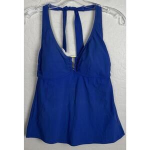 Lands End Tankini Halter‎ Swim Top 6 Blue Lightly Padded 1659